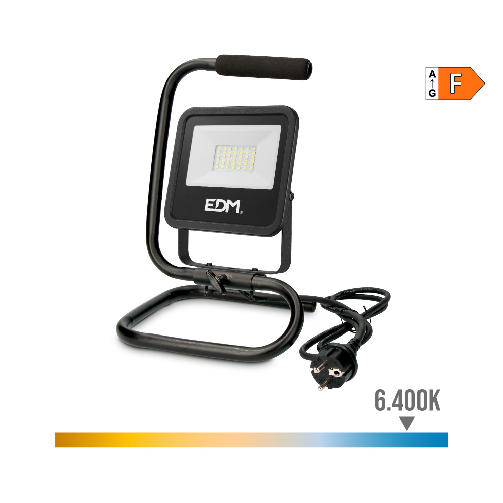 FOCO PROYECTOR LED  CON PIE 30W 2370lm 6400K LUZ FRIA BLACK SERIES EDM