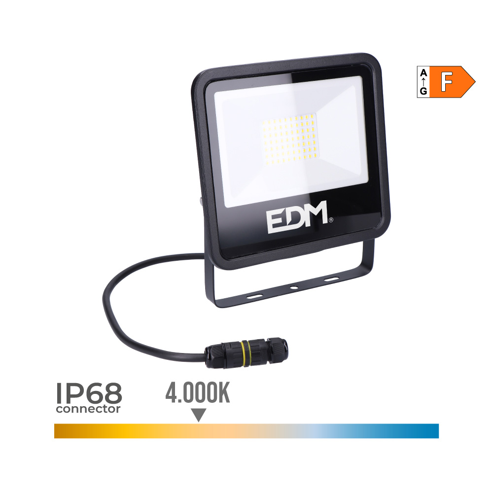 FOCO PROYECTOR LED 50W 4000lm 4000K LUZ DIA BLACK SERIES EDM