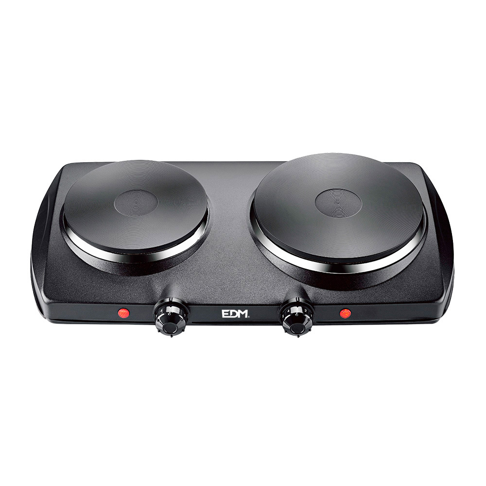 COCINA ELECTRICA NEGRA 1400W 2 FUEGOS CE/A13 46,5x26x8,5cm EDM