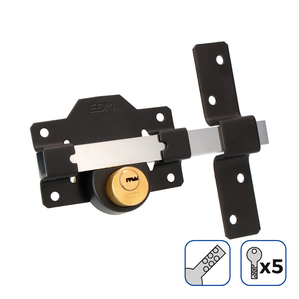 CERROJO DE SEGURIDAD COLOR NEGRO INCLUYE 5 LLAVES DE SEGURIDAD EDM
