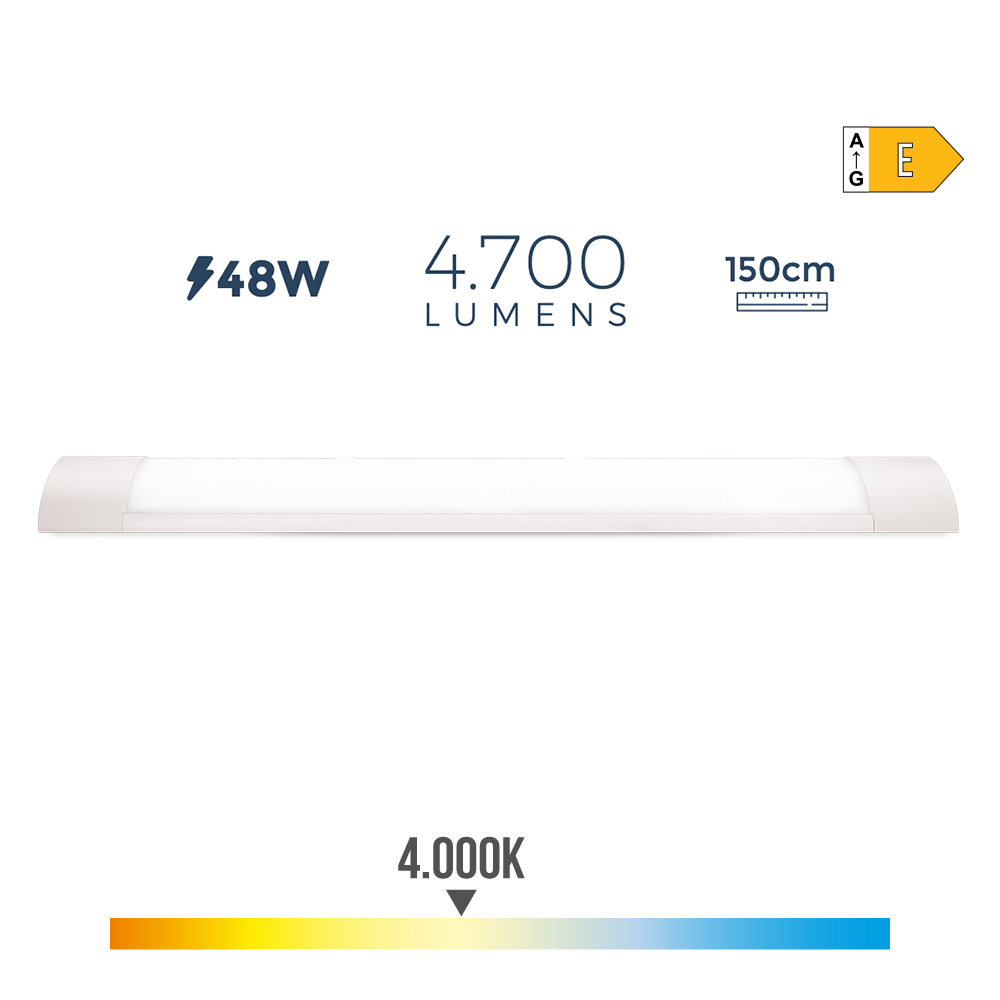 REGLETA ELECTRONICA LED 48W 4000K LUZ DIA 4700lm 12x150x3,1cm EDM