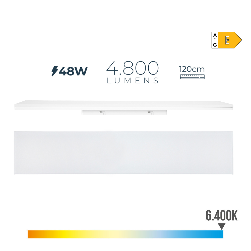 REGLETA LED 48W 6400K LUZ FRIA 4800lm 12x120x4,5cm EDM