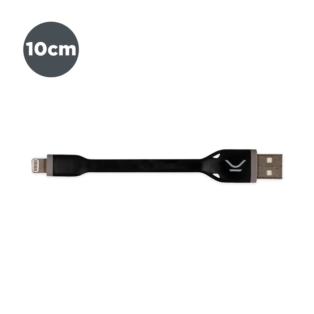 Cable de 10 cm, conectores USB y Lightning para iPhone, Negro
