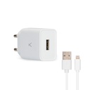Cargador de red Ksix, 12W, Made for iPhone + cable Lightning-USB, Blanco