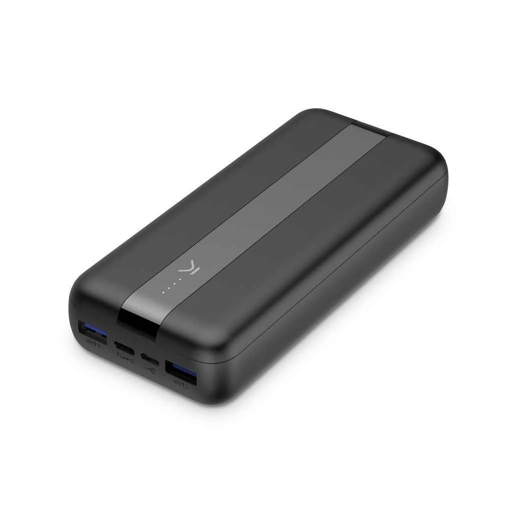 Powerbank Ksix Fast, Polímero de litio, 20.000 mAh, Power Delivery, 20 W, Cable USB-A a USB-C incluido, Negro
