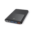 Powerbank Ksix Ultra Slim, Ultra fina, Polímero de litio, 20.000 mAh, 22,5 W, Power Delivery, Cable USB-C a USB-C, Negro