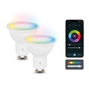 Bombillas inteligentes SmartLED GU10 Ksix, 5,5W equiv 35W, Pack 2, 400 lm, App Compatible Alexa, Google Home y Siri, RGB + CCT