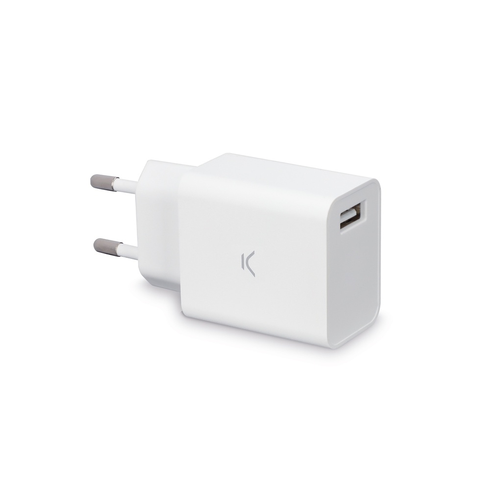 Cargador de red Ksix, 12W, USB A, Blanco