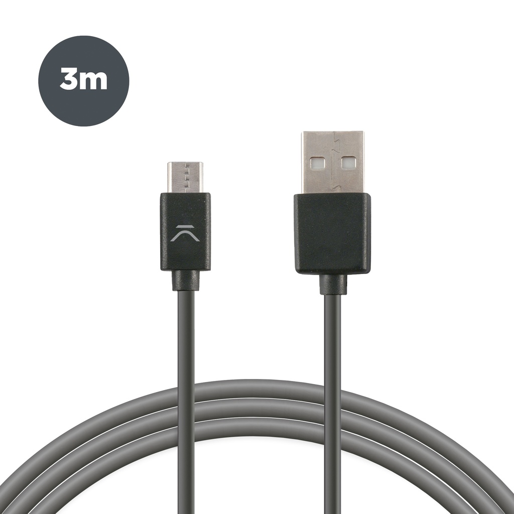 Cable de 3 m, conectores USB y USB Tipo C, Negro