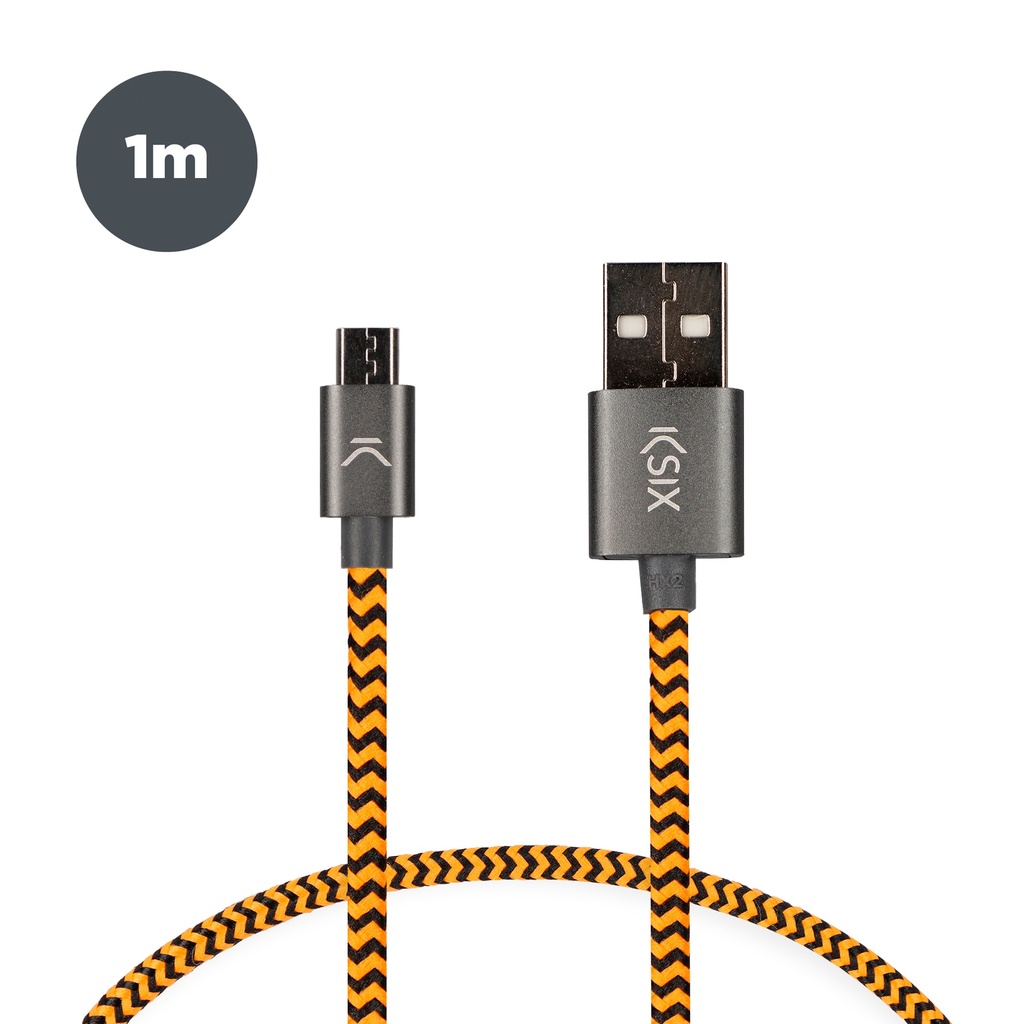 Cable de 1 m, conectores USB y Micro USB, Naranja