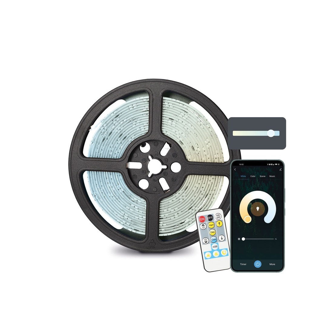 Tira SmartLED Ksix 5m, Recortable, 1000 lm, App Compatible con Alexa, Google Home, Siri, Blancos CCT