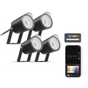 Set 4 focos outdoor SmartLED Ksix, WiFi + APP incluida, 18W, 900 lúmenes, RGBWIC, IP65, Ampliable, Estacas incluidas