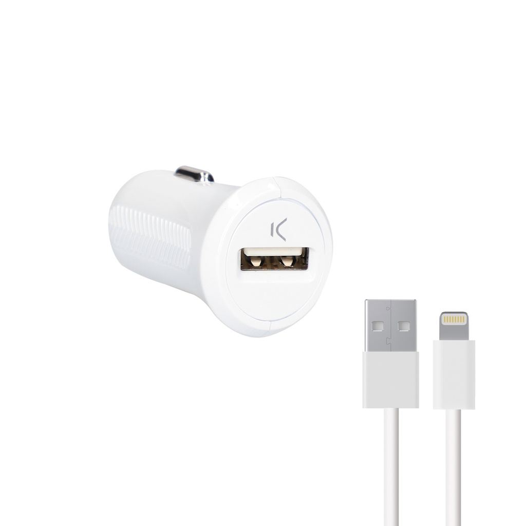 Cargador de coche Ksix, 12W, Made for iPhone + cable Lightning - USB C