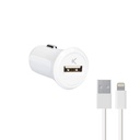 Cargador de coche Ksix, 12W, Made for iPhone + cable Lightning - USB C