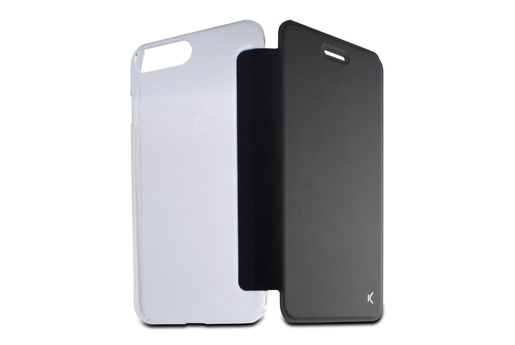 Funda con tapa para iPhone 7 Plus, iPhone 8 Plus, Semirrígida, Negro