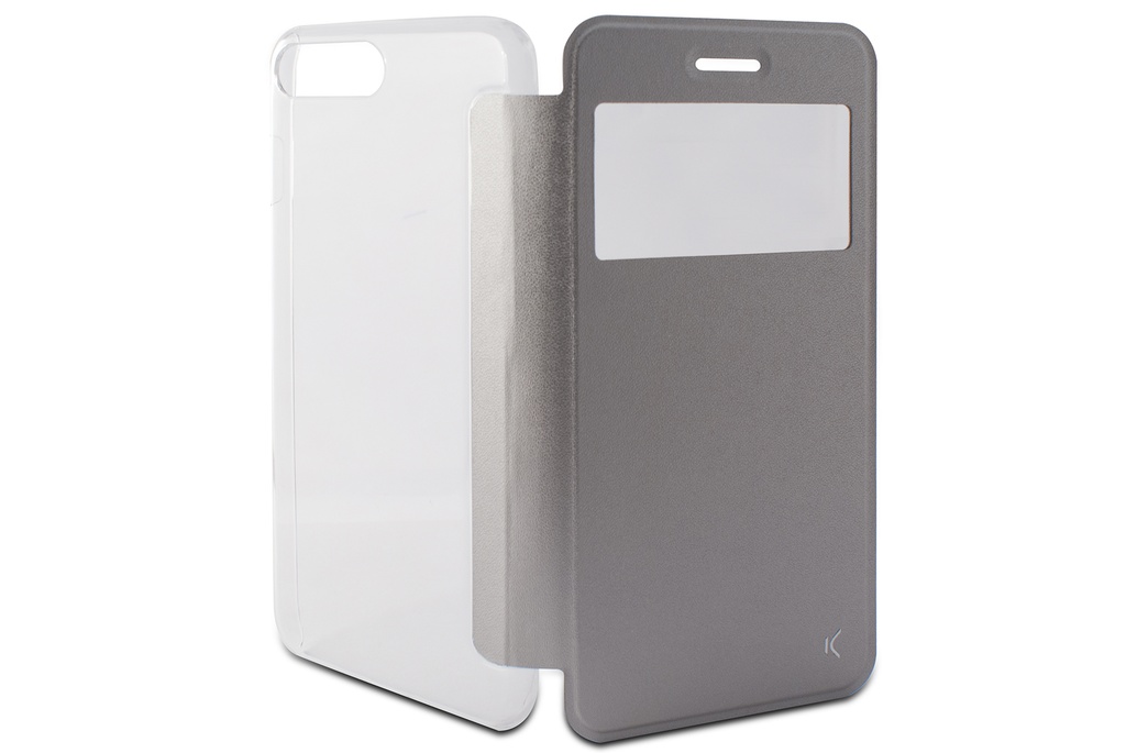 Funda con tapa para iPhone 7 Plus, iPhone 8 Plus, Semirrígida, Gris