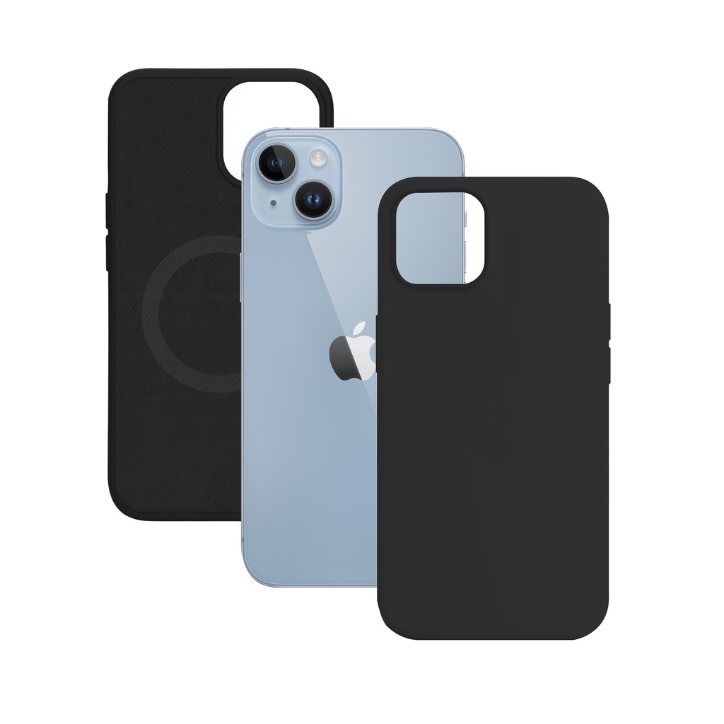 Funda semirrígida para iPhone 14, Aro magnético, Compatible con MagSafe carga inalámbrica, Antideslizante, Negro