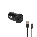 Cargador de coche Ksix, 10W + cable USB A - Micro USB, Negro