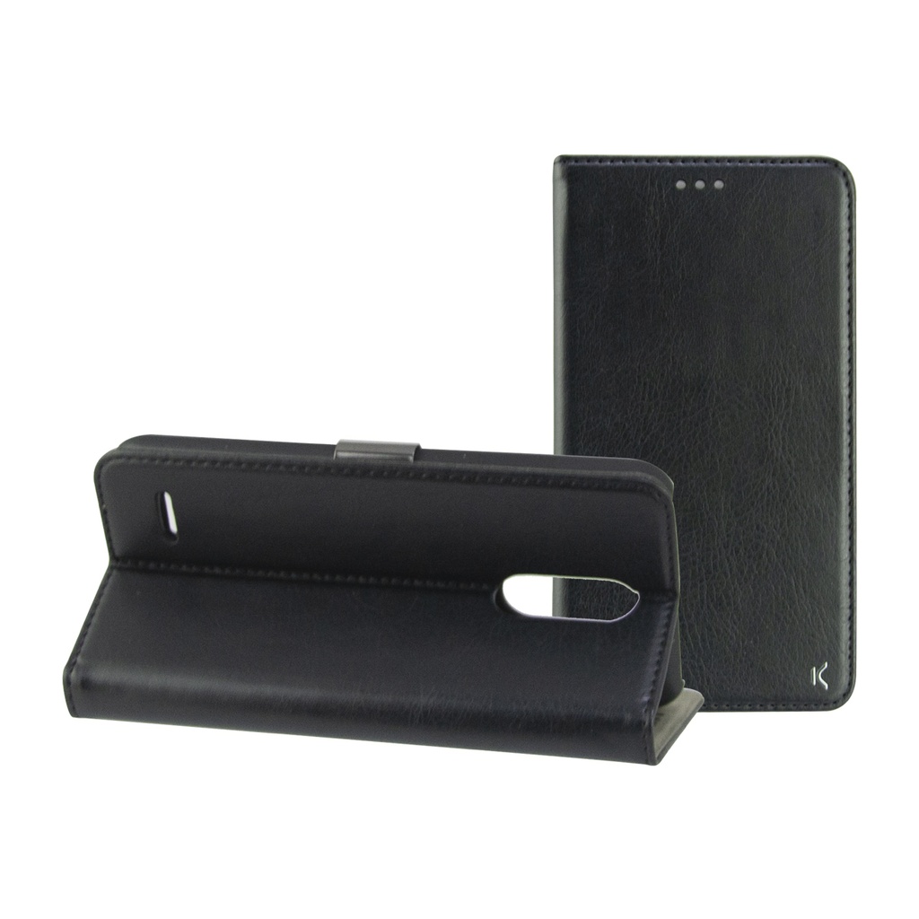 Funda con tapa para LG K9, Semirrígida, Standing, Negro