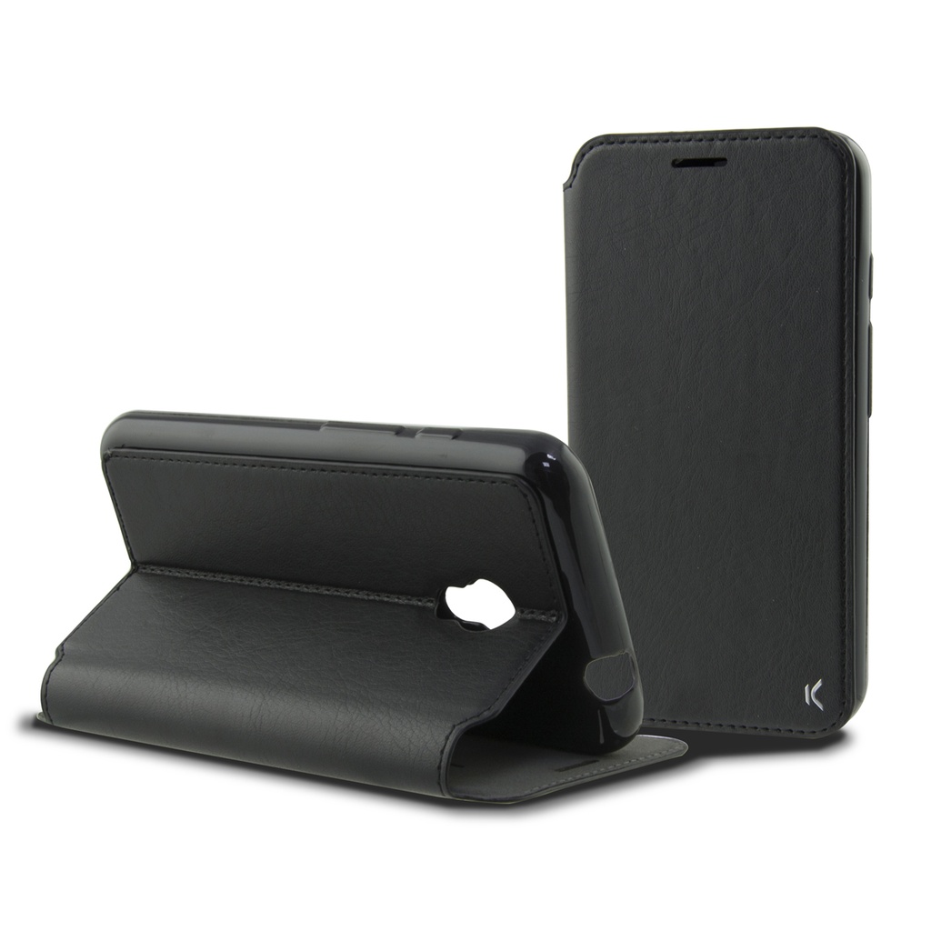 Funda con tapa para Alcatel PIXI 4, Semirrígida, Standing, Negro