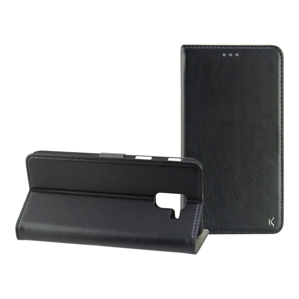 Funda con tapa para Samsung Galaxy J6 2018, Semirrígida, Standing, Negro