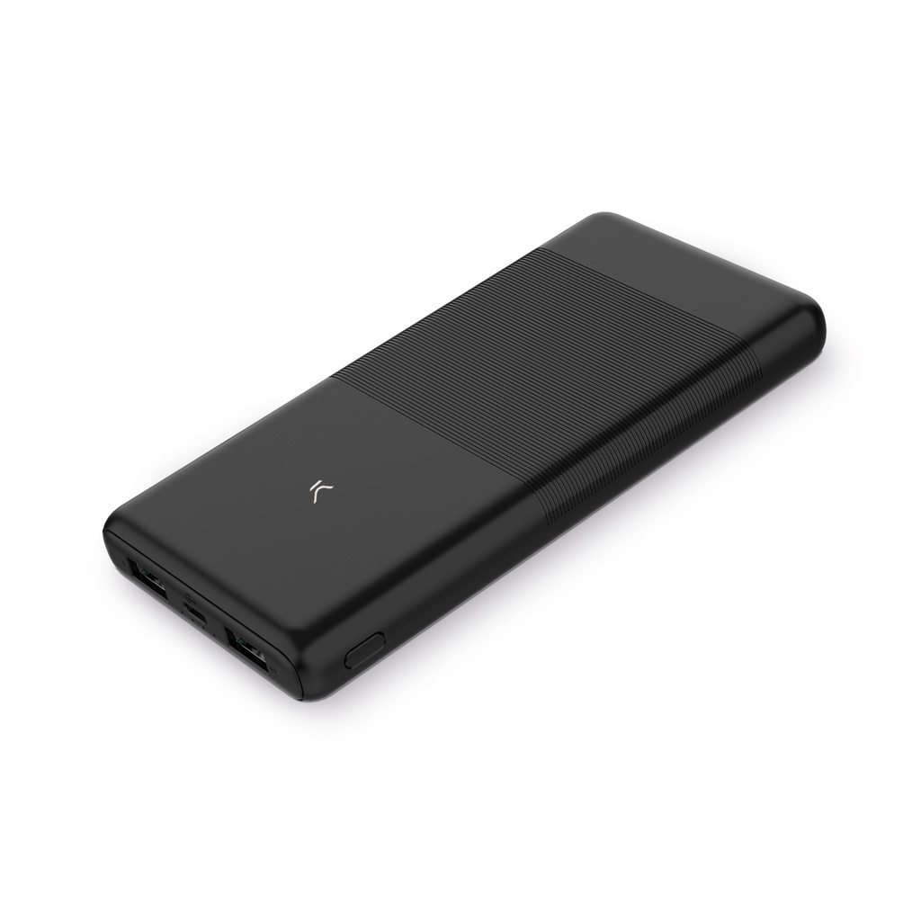 Powerbank Ksix Ultra Slim, Ultra fina, 10.000 mAh, 10 W, Cable USB-A a USB-C incluido, Carga simultánea, Negro