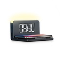 Despertador cargador inalámbrico Ksix, 10W, Tecnología Qi, Fast charge, Luz y temperatura de luz variable, USB-A, Negro