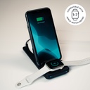 Cargador inalámbrico 3en1 Ksix, 15W, Tec. Qi, Fast charge, 3 simult.: smartphone, earbuds y Apple Watch (Series 1-7), Negro