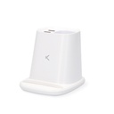 Cargador inalámbrico lapicero Ksix, 10W, Tecnología Qi, 2 salidas USB, Blanco