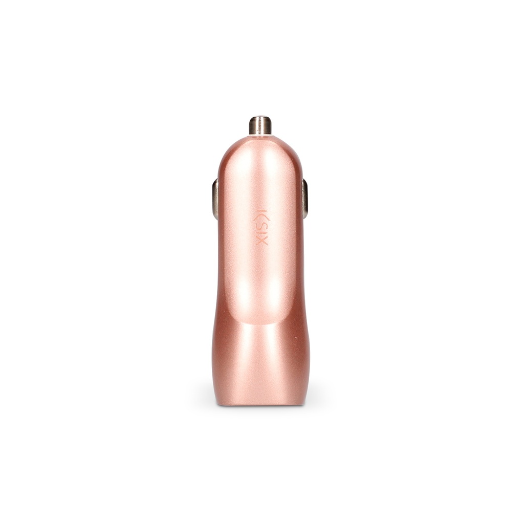 Cargador de coche Ksix, 10W, 2 salidas USB A, Rosa metalizado