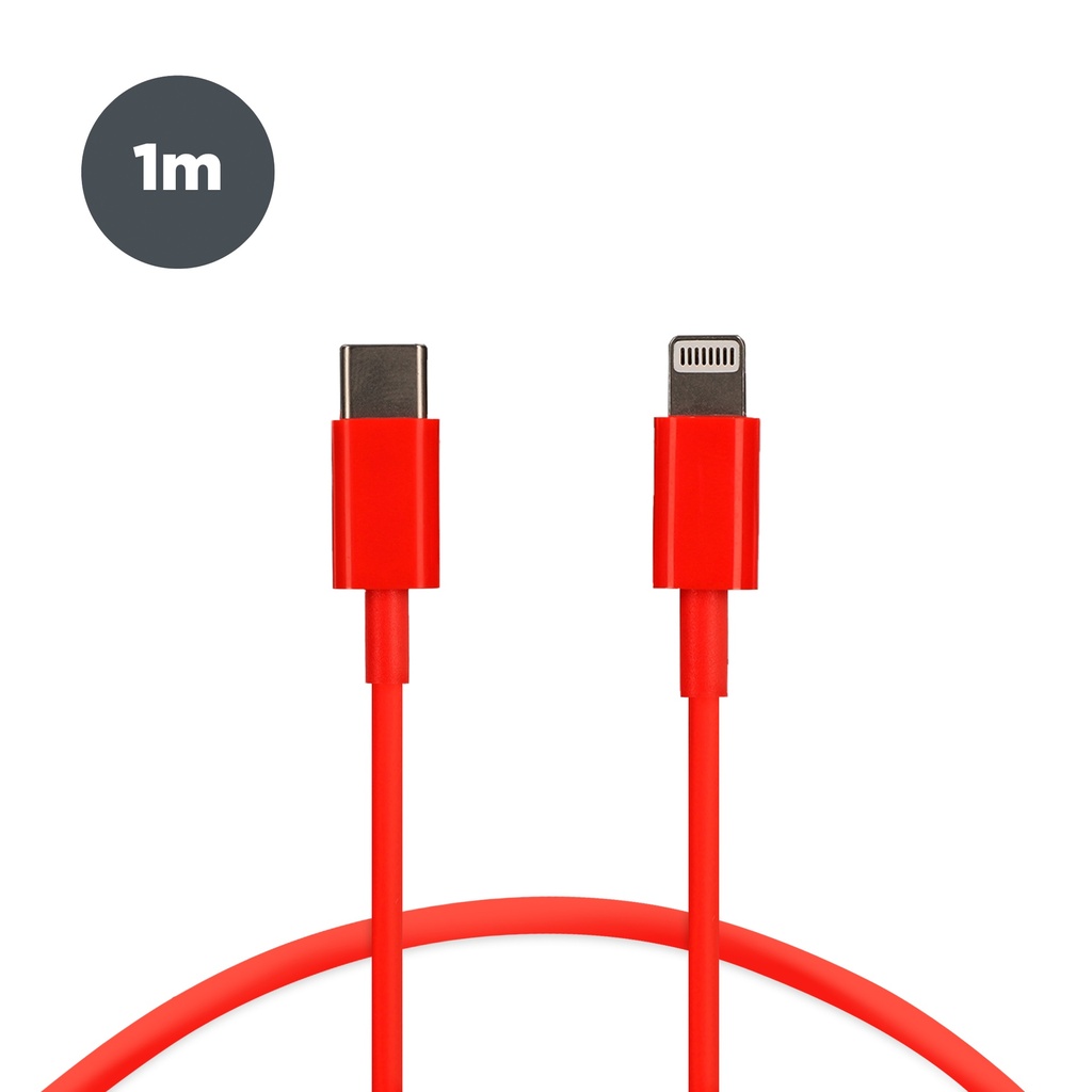 Cable de carga y datos USB-C a Lightning Contact 20 W, Carga rápida, 1 m, Rojo