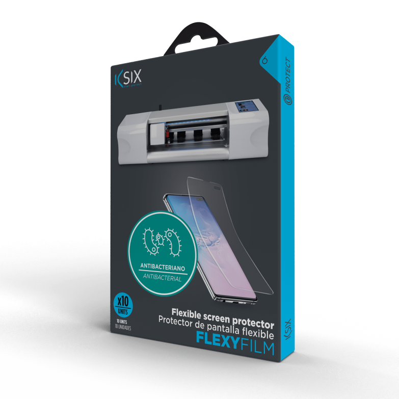 Pack de 10 láminas plotter Ksix Anti Bacteriano, protectores de pantalla TPU, código de recarga