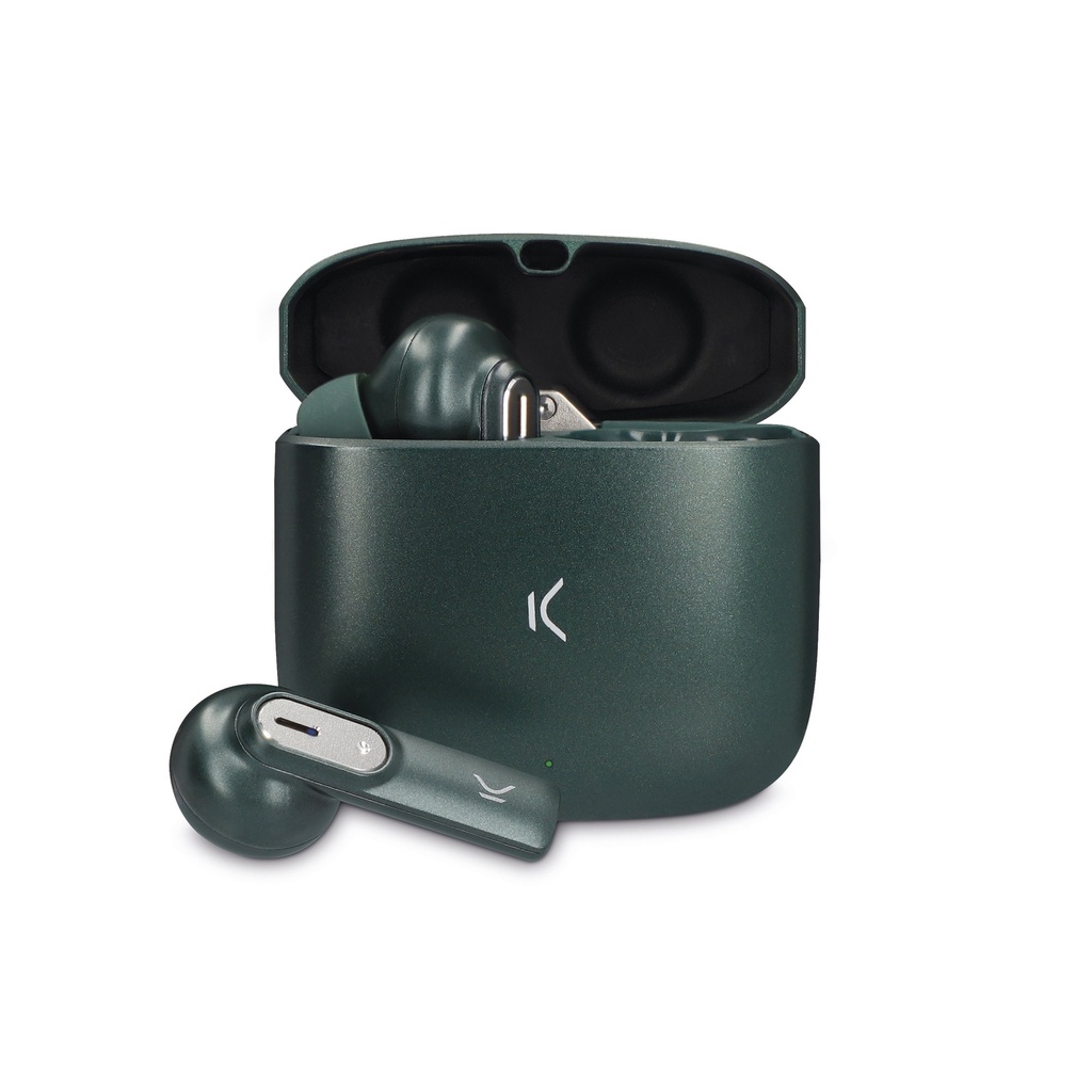 Auriculares inalámbricos Ksix Spark, Bluetooth 5.2, Autonomía Hasta 20 horas, verde militar