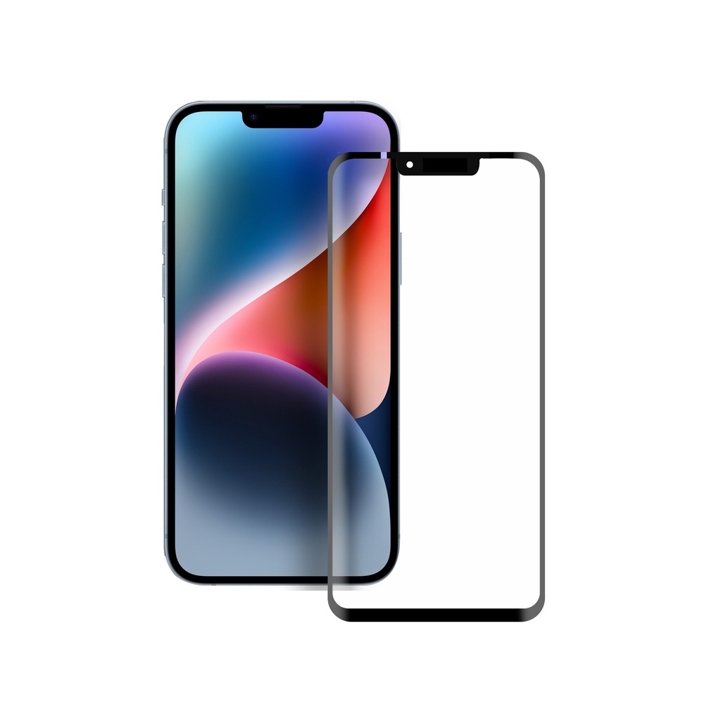 Protector de pantalla para Iphone 14 Plus, Vidrio templado, Resistencia 9H, Grosor 0,3 mm, Borde negro, Transparente