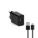 Cargador de red Contact, 10W, USB A + cable 1m USB A - Micro USB, Negro