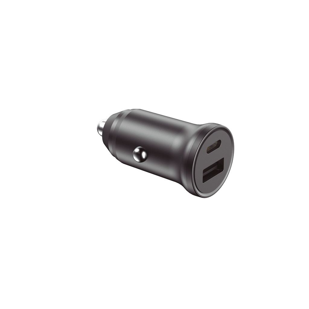 Cargador de coche Contact, 20W, Carga rápida, Power Delivery y Quick Charge 3.0, Multipuerto USB-C y USB-A, Negro