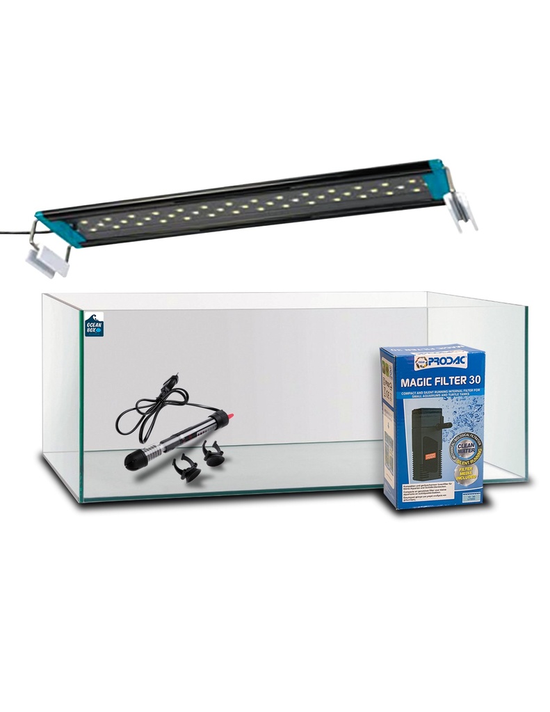 ACUARIO URNA CRISTAL SIN MARCO 11 L. KIT COMPLETO (P.30)
