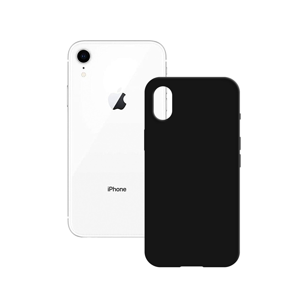 Funda semirrígida para iPhone Xr, Antideslizante, Interior microfibra, Compatible con carga inalámbrica, Negro , Packaging free