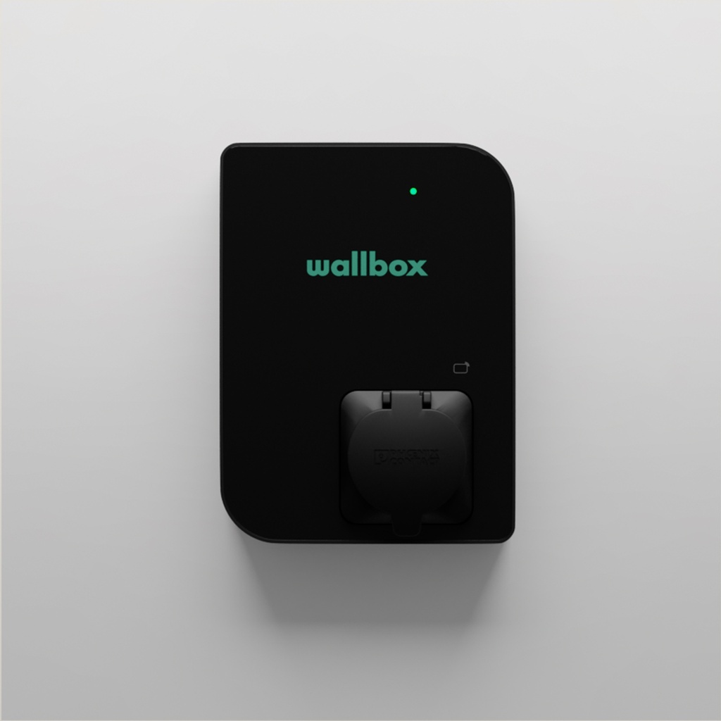 Cargador eléctrico Wallbox Copper, 22KW, Tipo2, Resistente al agua, Power Sharing, Negro