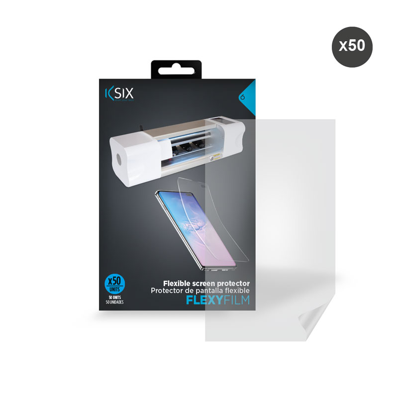 Pack de 50 láminas plotter Ksix Flexy Film, protectores de pantalla TPU, código de recarga