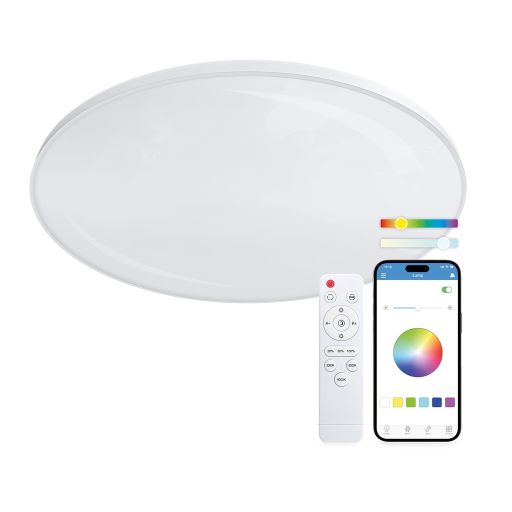 Panel SmartLED Ksix Halo, RGBIC + CCT, Diámetro 47 cm, 6.500 lm, 60 W, App iLink, Blanco