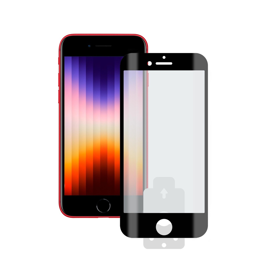 Protector de pantalla para iPhone SE 2022, SE 2020, 8 y 7 Vidrio templado, Grosor 0.33 mm, Negro