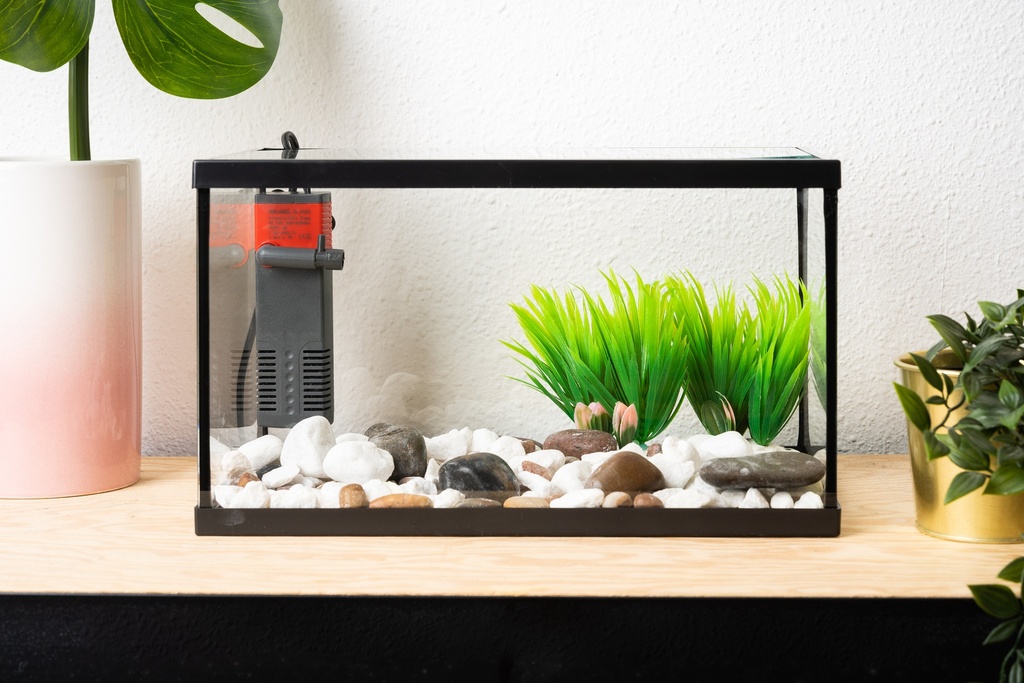 ACUARIO CRISTAL CON MARCO NEGRO 11 L. + FILTRO (XIL)