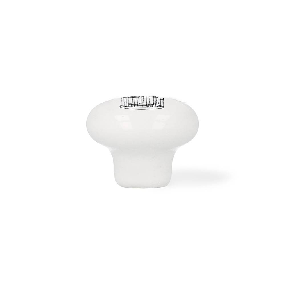 BLISTER CON 4 POMOS REDONDOS PARA MUEBLE FABRICADO EN PORCELANA ACABADO ILUSTRADO MOD. E815 Ø40mm REI