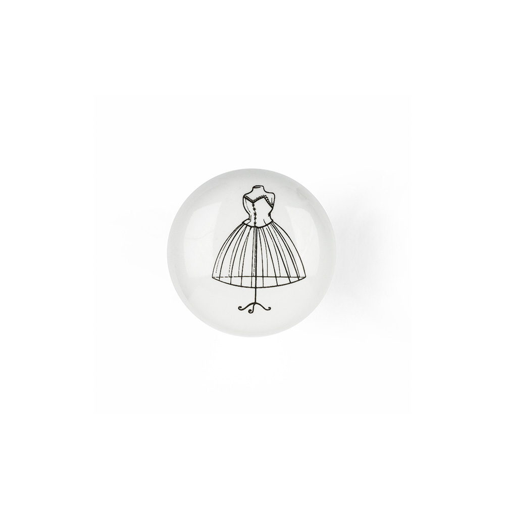 BLISTER CON 4 POMOS REDONDOS PARA MUEBLE FABRICADO EN PORCELANA ACABADO ILUSTRADO MOD. E817 Ø40mm REI