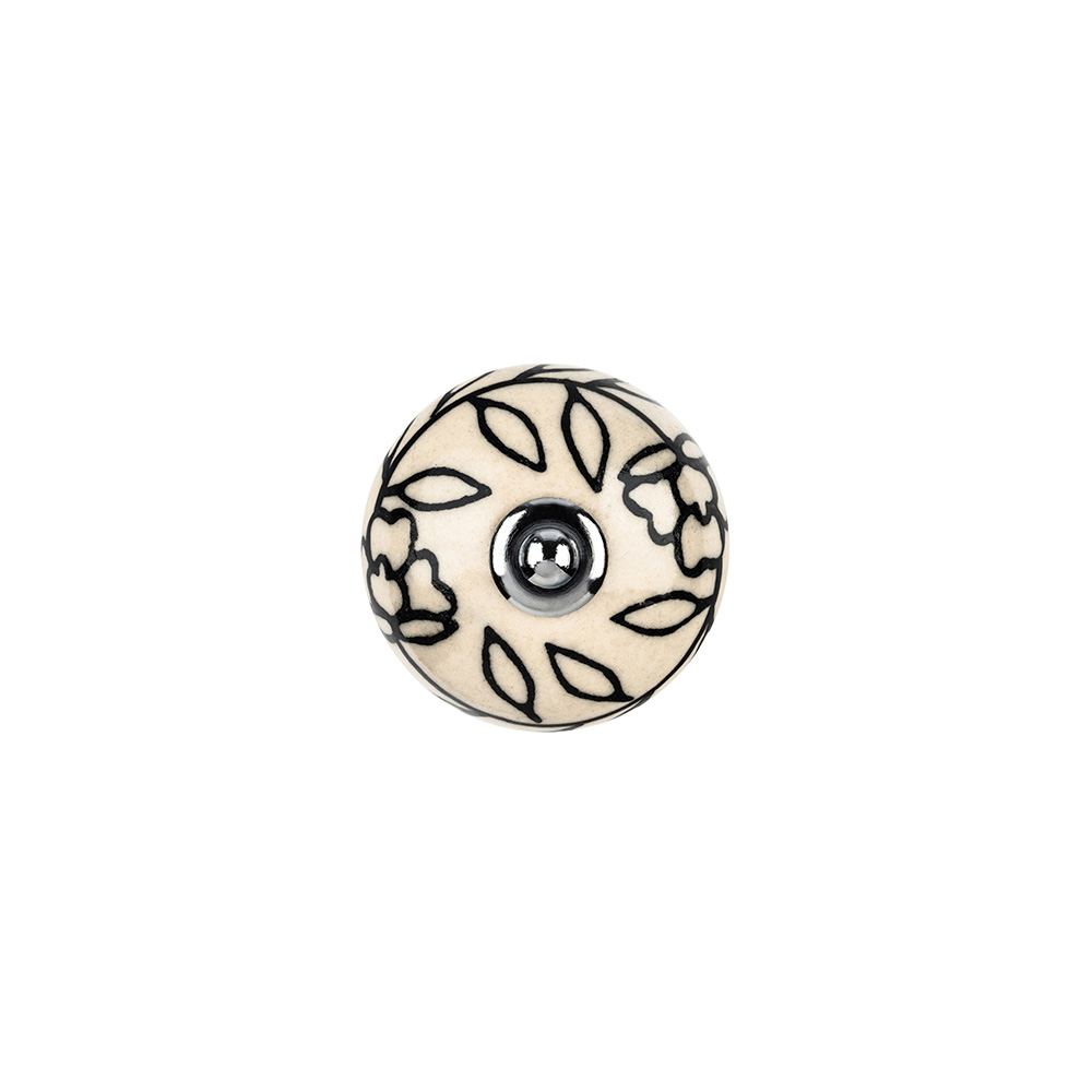 BLISTER CON 4 POMOS REDONDOS PARA MUEBLE FABRICADO EN PORCELANA ACABADO BLANCO FLOR MOD. E504 Ø40mm REI
