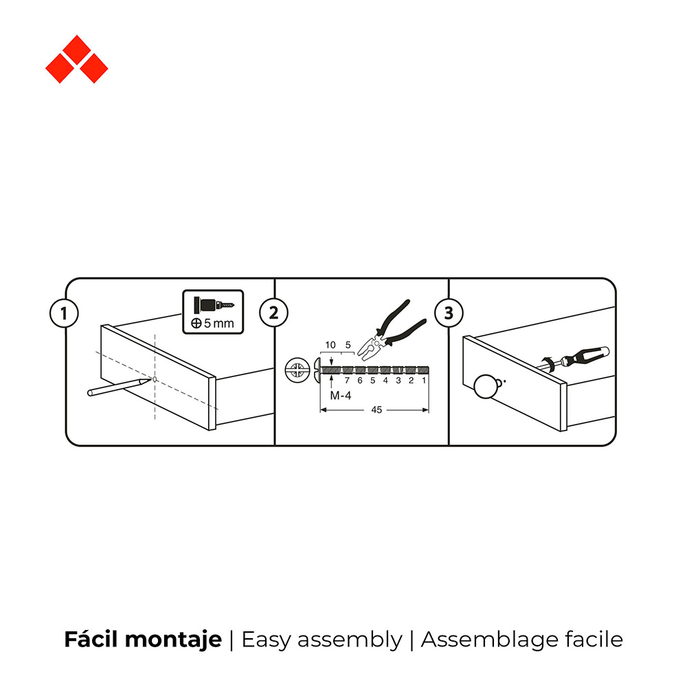 BLISTER CON 4 POMOS REDONDOS PARA MUEBLE FABRICADO EN PORCELANA ACABADO NEGRO - BLANCO MOD. E503 Ø40mm REI