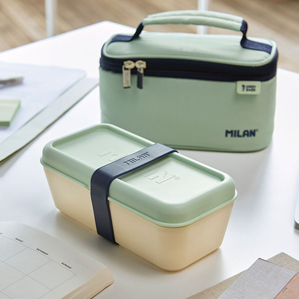 BOLSA ISOTÉRMICA PORTA ALIMENTOS PEQUEÑA CON 1 RECIPIENTE (1,5L) SERIE 1918, VERDE MILAN