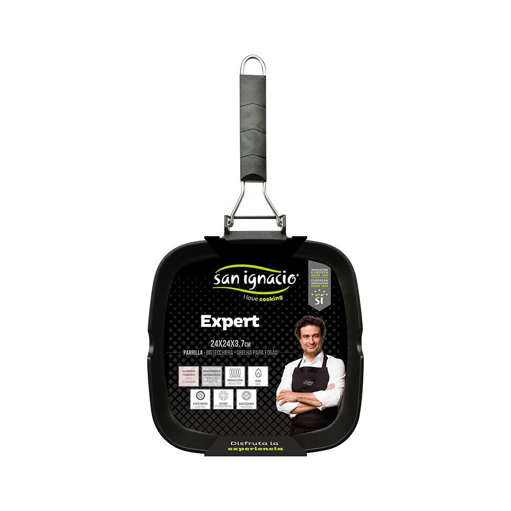 SARTEN ASADOR 24x24x3.7cm ALUMINIO PRENSADO IND EXPERT SG1101 SAN IGNACIO