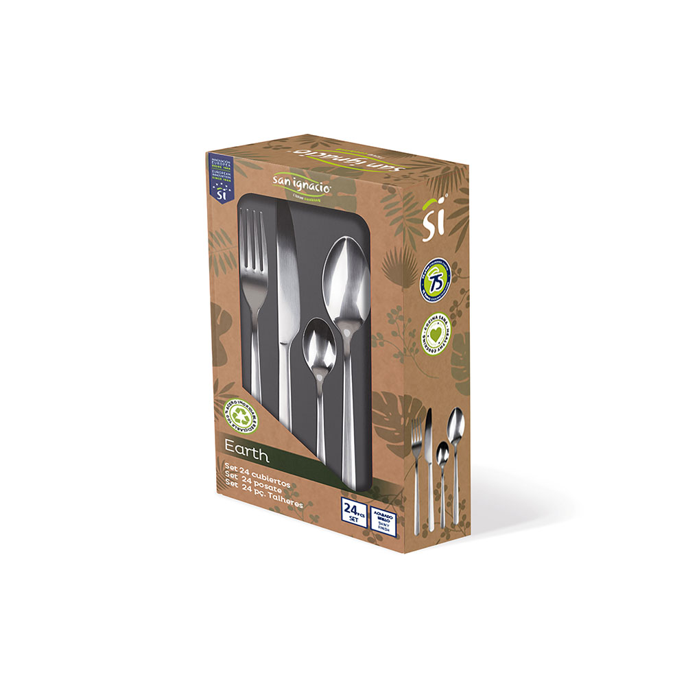 SET 24 unid. CUBERTERIA ACERO INOX. RECICLADO BRILLO EARTH SG7775 SAN IGNACIO